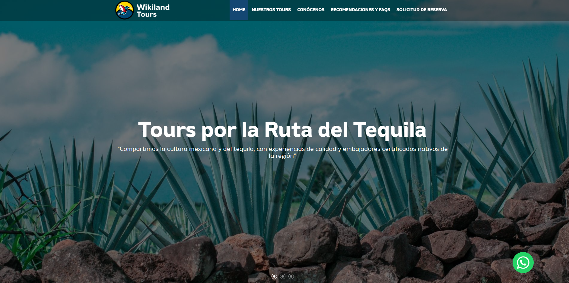 Home de Wikiland Tours con enfoque en Ruta del Tequila